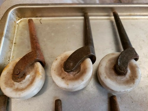 Vintage White Porcelain Ceramic Casters Set of 6