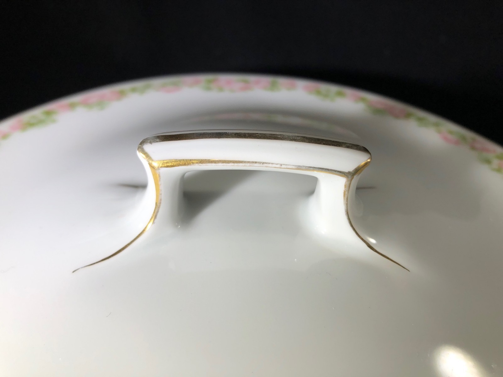 Antique PT Bavaria China Round Covered Vegetable Serving Rosedale TIRSCHENREUTH