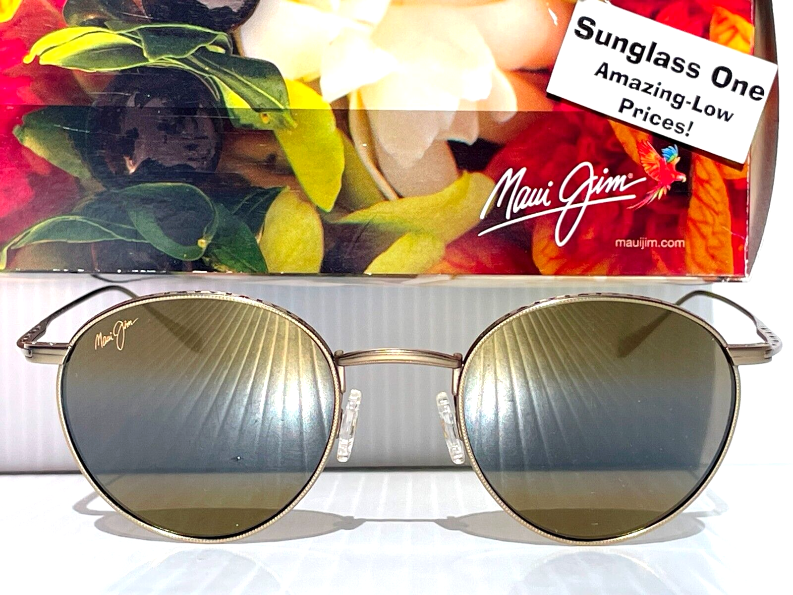 Pre-owned Maui Jim North Star Gold Titanium Polarized Bronze Lens Sunglass H757-16m