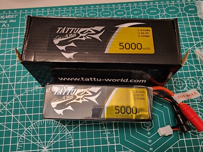 CUSTOM Tattu 6S 5000mAh 22.2V 111Wh LiPo Battery w/ Temp Gauge & AS150 Connector