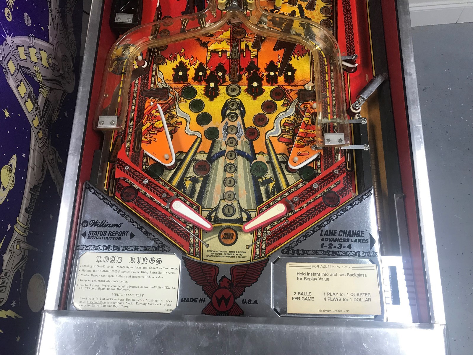1986 Williams ROAD KINGS PINBALL MACHINE LEDS