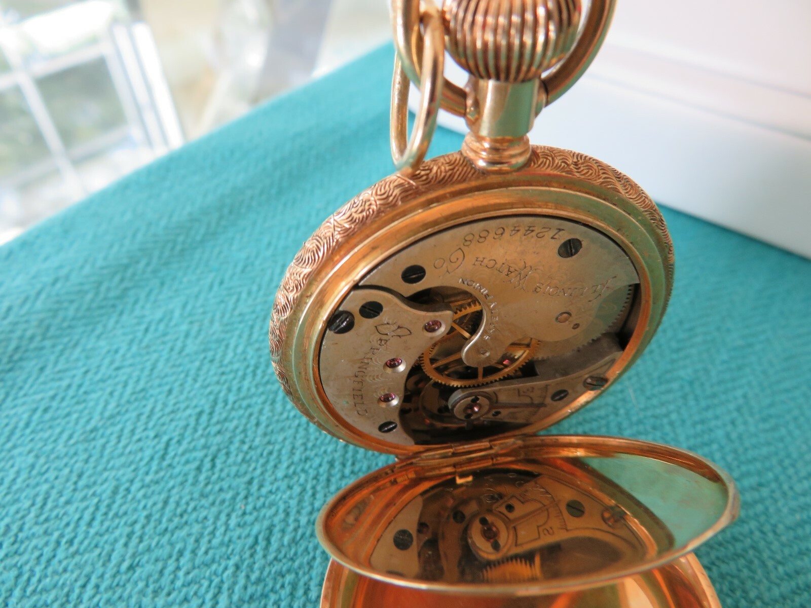 ILLINOIS 14K GOLD ENGRAVED HUNTING CASE 1894 6s 11 JEWELS POCKET WATCH MINT