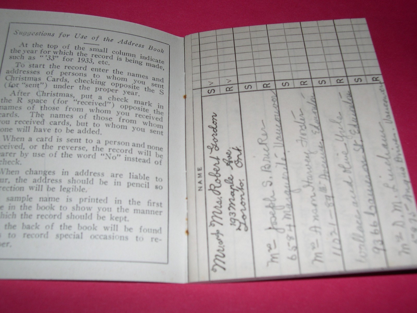 1933 Christmas Card Record Book Wm. E. Coutts Co. Limited Toronto Ontario