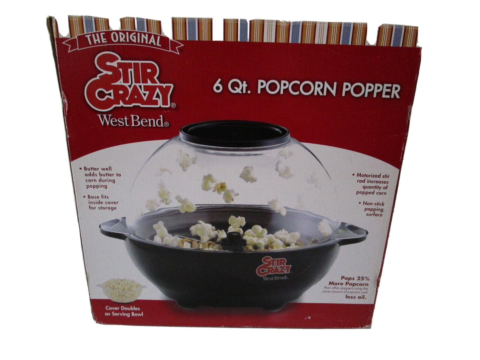 🔥 NEW ~ West Bend Stir Crazy ~ 6 Qt ~ OIL Popcorn Corn Po