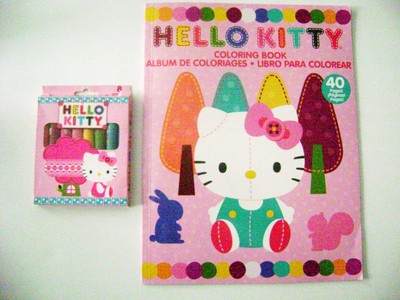 Hello Kitty Coloring Book 40 Pages & 8 Jumbo Crayon For Kids Great Gift
