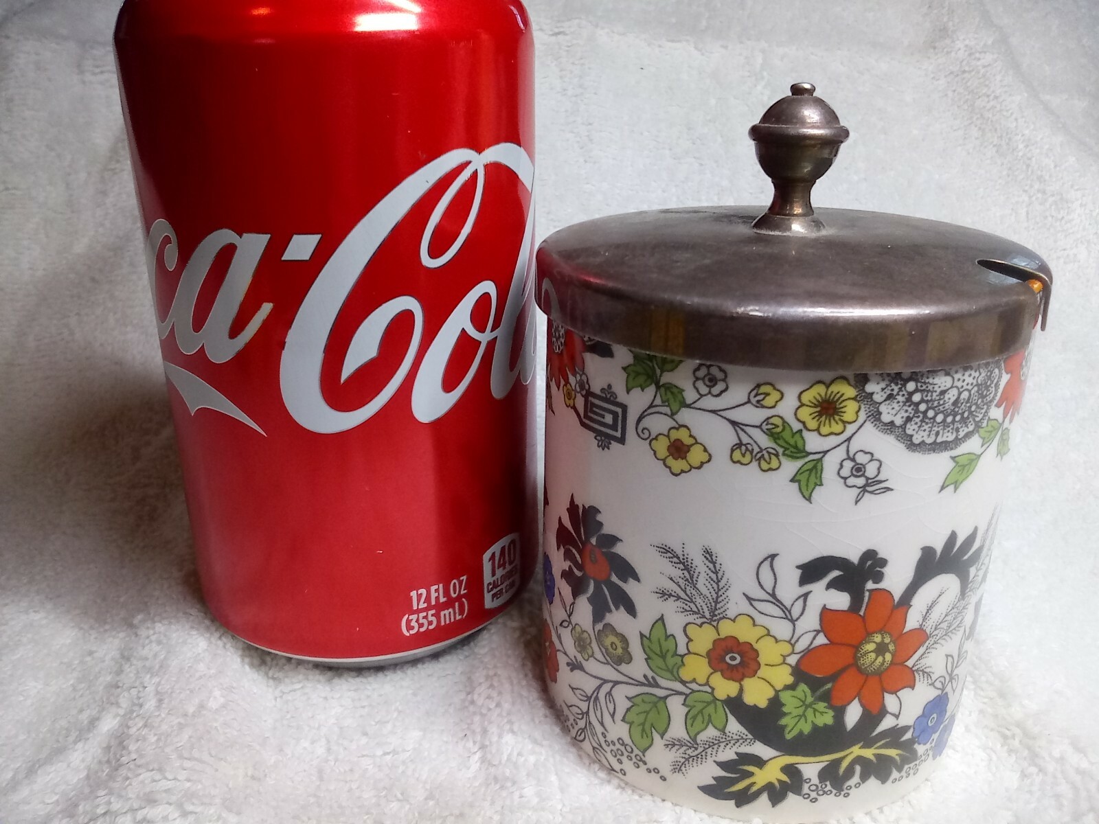 Antique Royal Norfolk Jam /Mustard Jar w/silverplate lid Staffordshire England