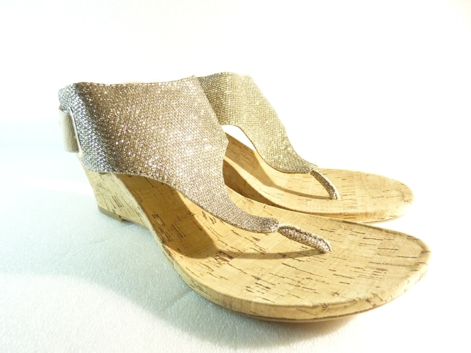 white mountain gold wedge sandals