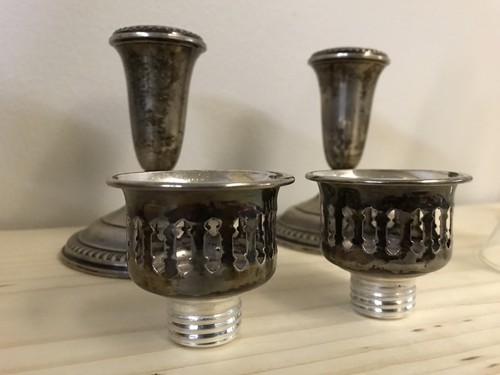 Pair Of Gorgeous Sterling Silver Hurricane Lamps Candles By Empire 370