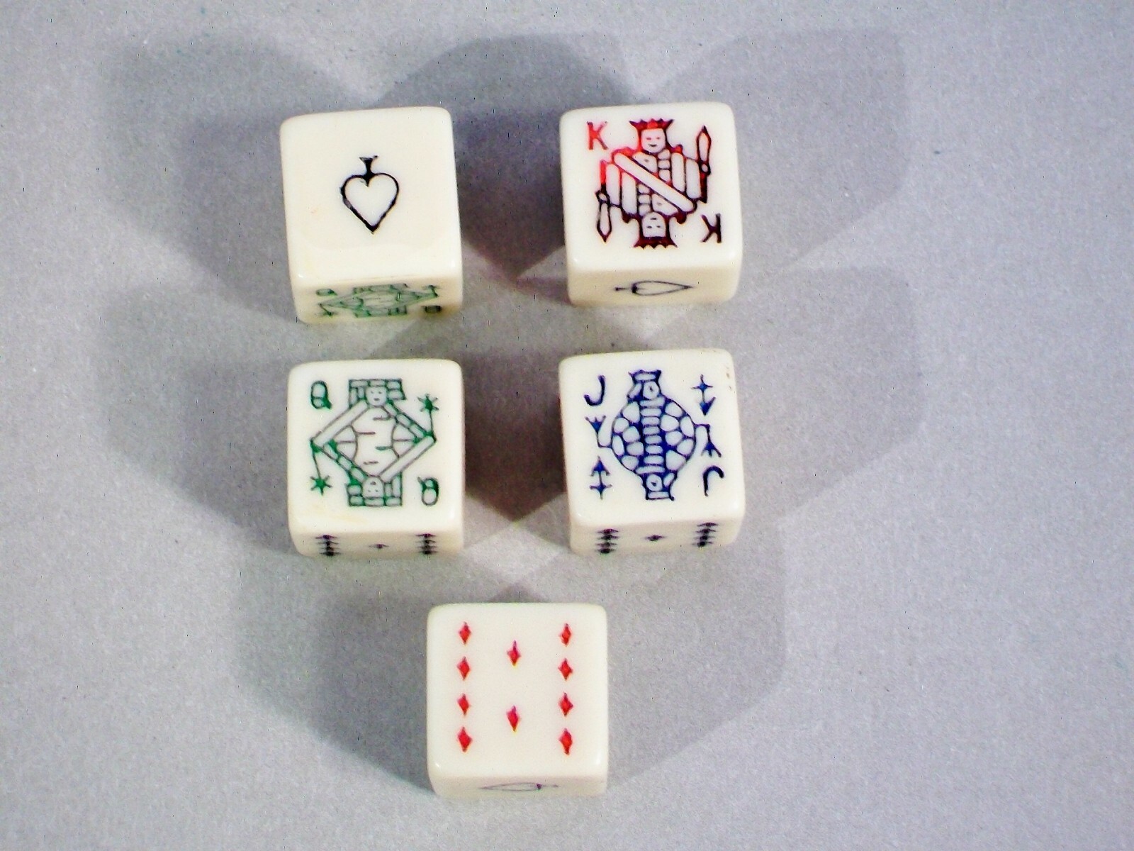 POKER DICE 2 MATCHING VINTAGE SETS OF FIVE · 5/8” WIDE