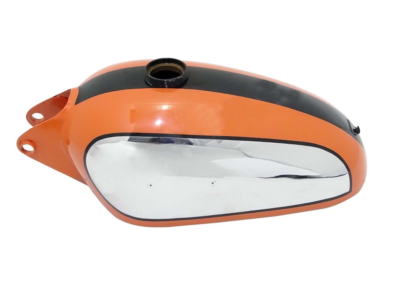 Petrol Fuel Tank Orange & Black Chrome Plated Fits Ducati 350cc Scrambler 