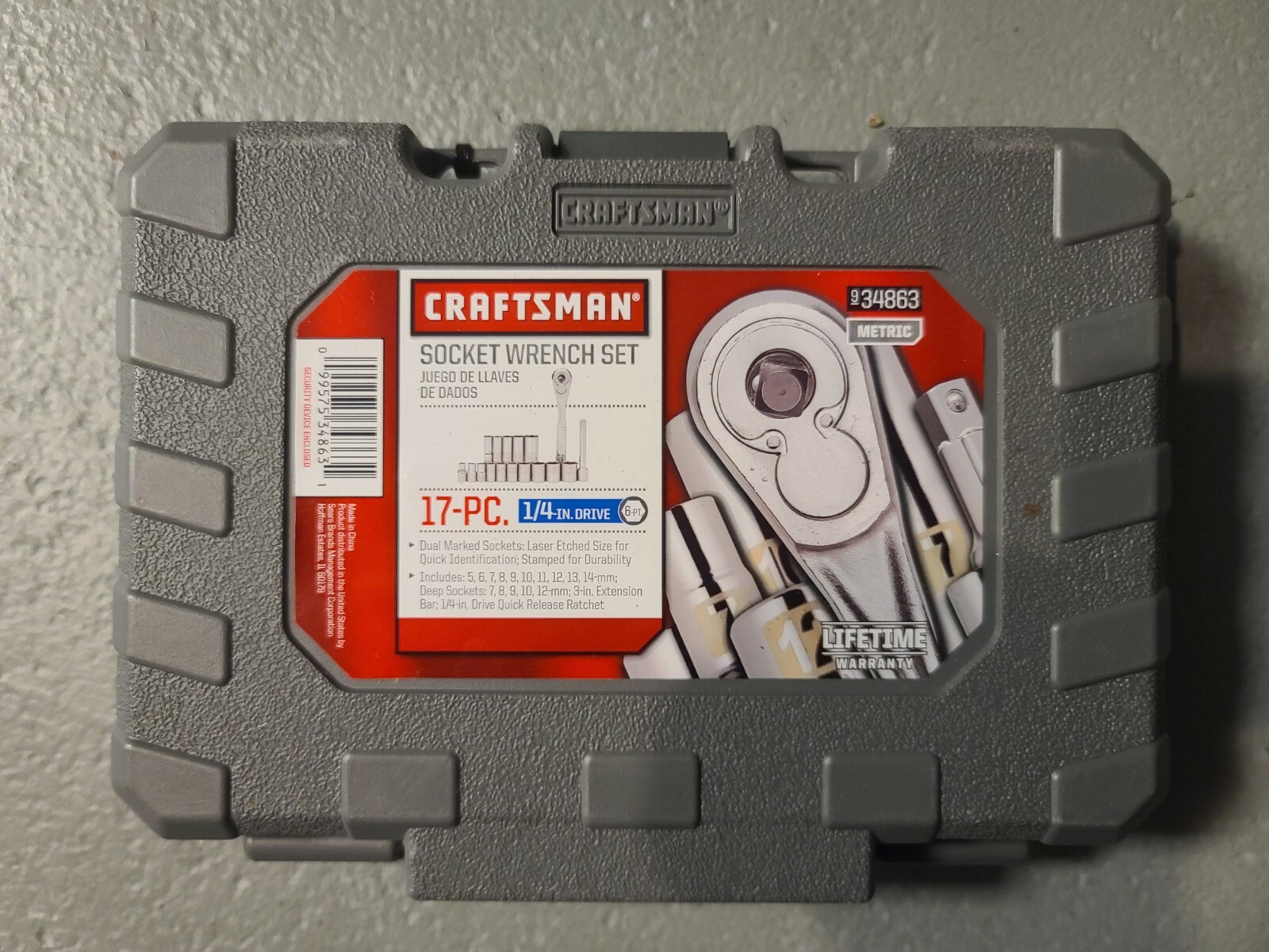 Craftsman Socket Wrench Set 17pc 1/4 Inch Drive 6pt Metric Model 34863