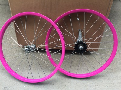 pink bike rims