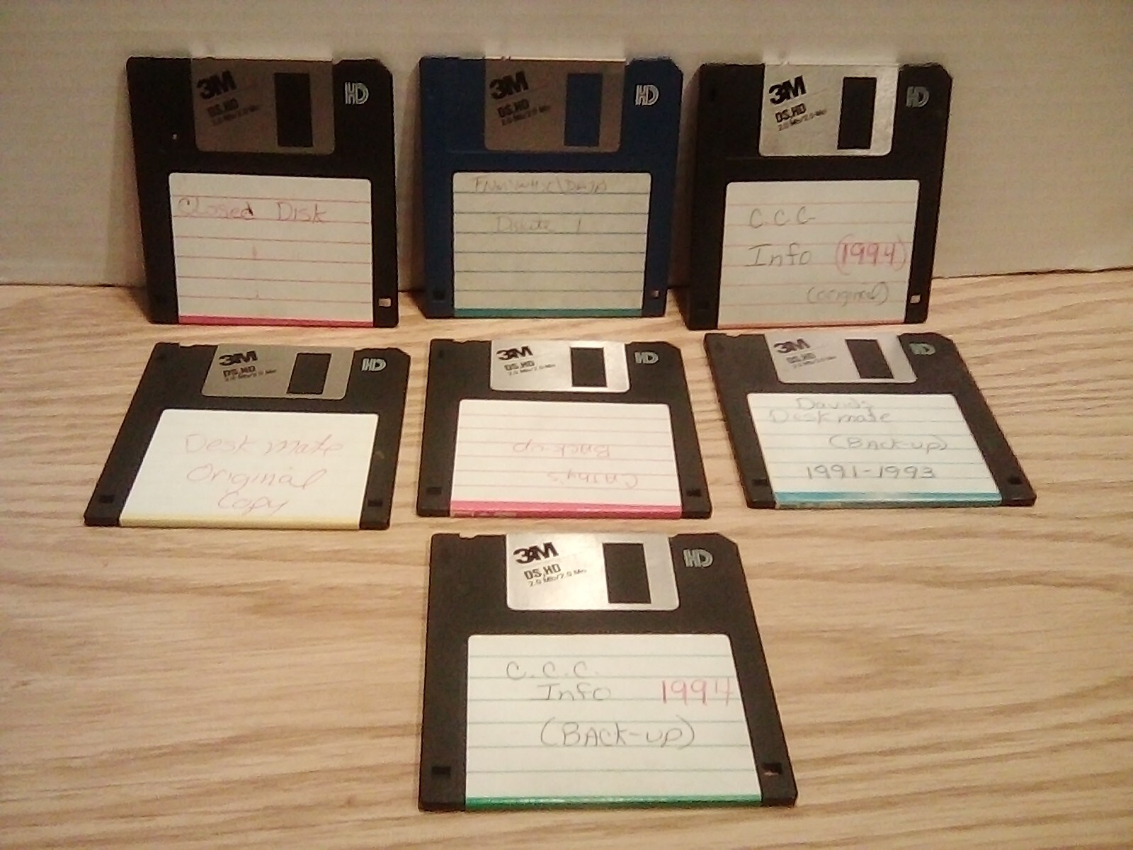 Seven 3M DS,HD 2.0MB/2.0 MO Floppy Diskettes USED (SEE PICS