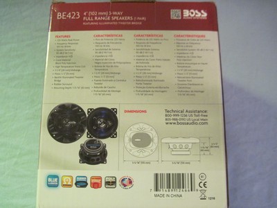 BOSS Audio BE423 225 Watt (1 Pair), 4 Inch, Full Range, 3 Way Car Speakers