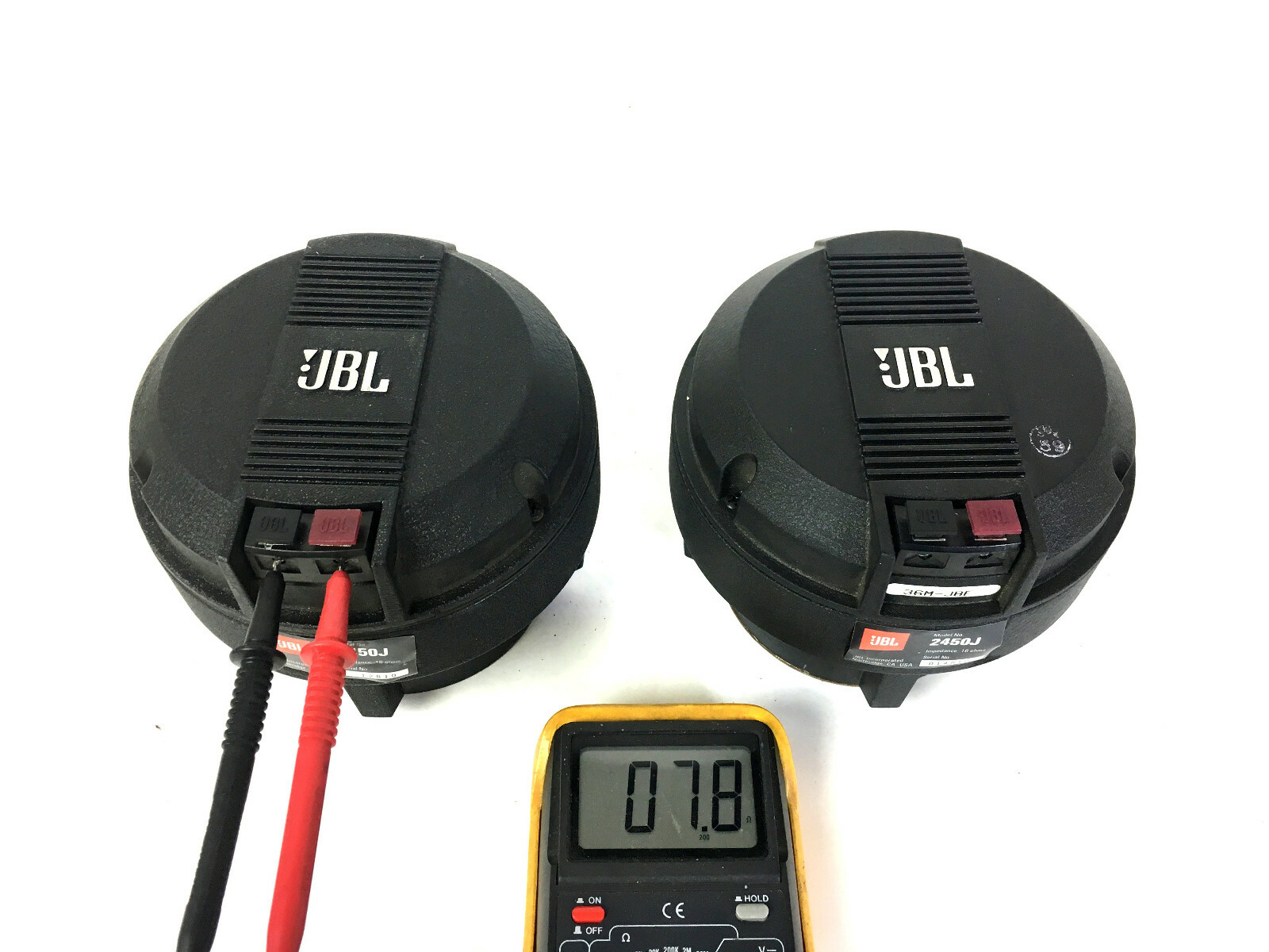 JBL 2450J Neodymium Horn Drivers, Genuine JBL Diaphragms Strong DCRs 8.0 / 7.8
