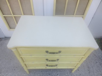 Faux Bamboo Bachelor Chest 3 Drawers Henry Link Regency Dresser LG Nightstand