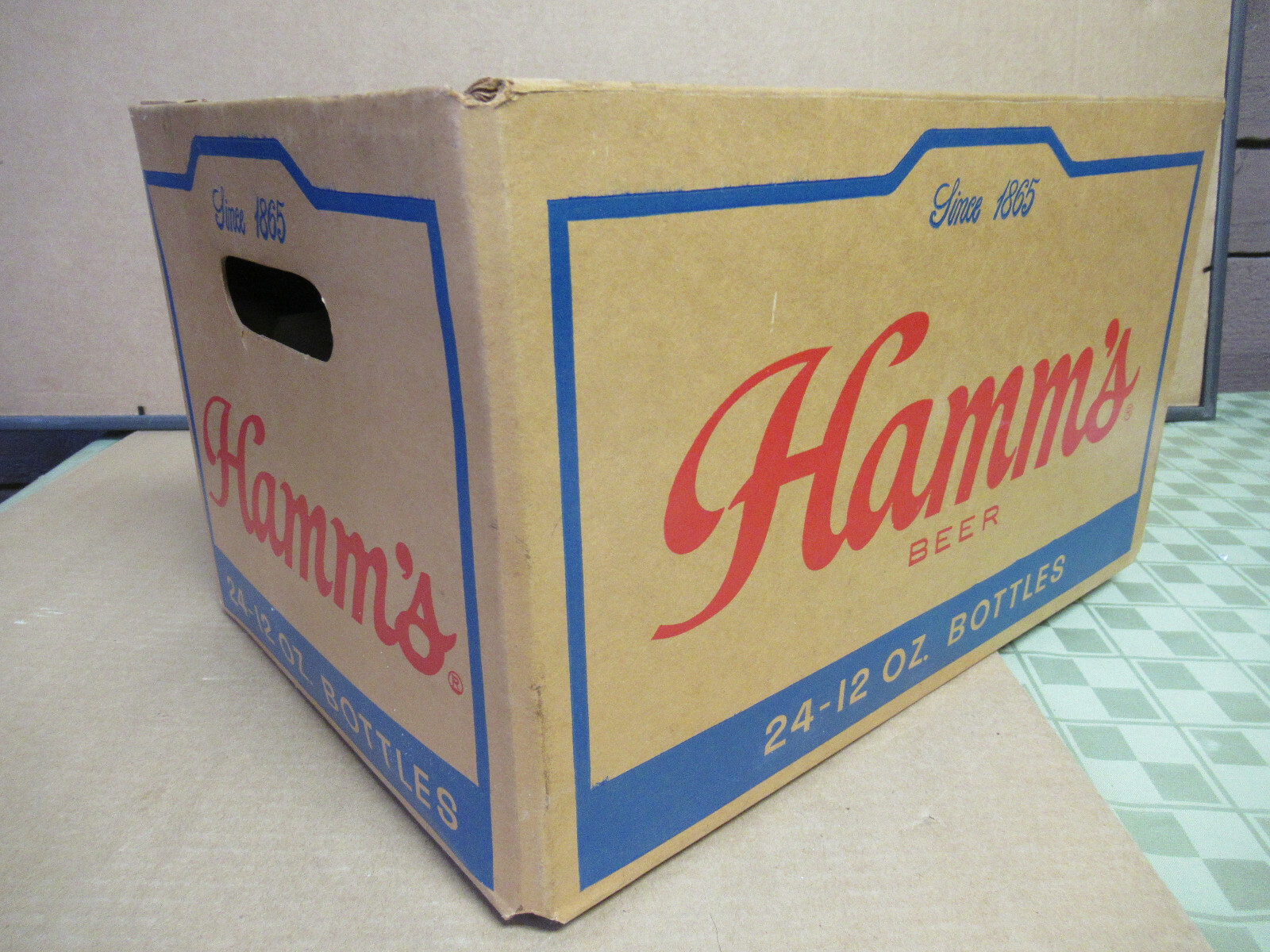 Hamms Beer Case MT 24 Bottle Size Cardboard Tote Box Shell No Bottles Great Cond