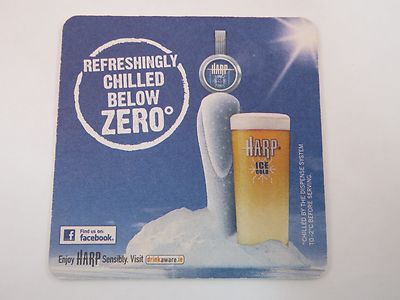 Cool 2010 Beer COASTER ~ HARP Brewery Ice Cold ~ Refreshingly Chilled Below Zero