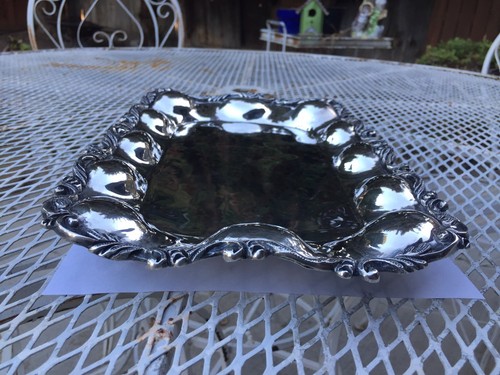 RARE Antique Hand Hammered Footed Serving Tray LILYAN 925 MEXICO STERLING Silver