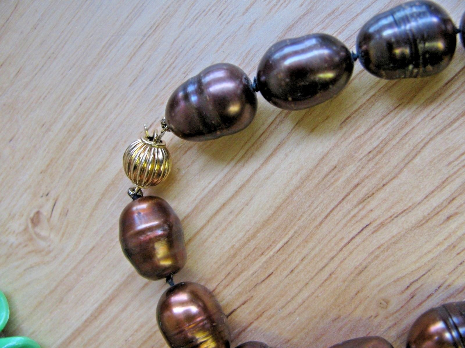 Chocolate Tahitian Baroque Pearl Hand Tied Bracelet w/ 14k Gold Gabriella Clasp