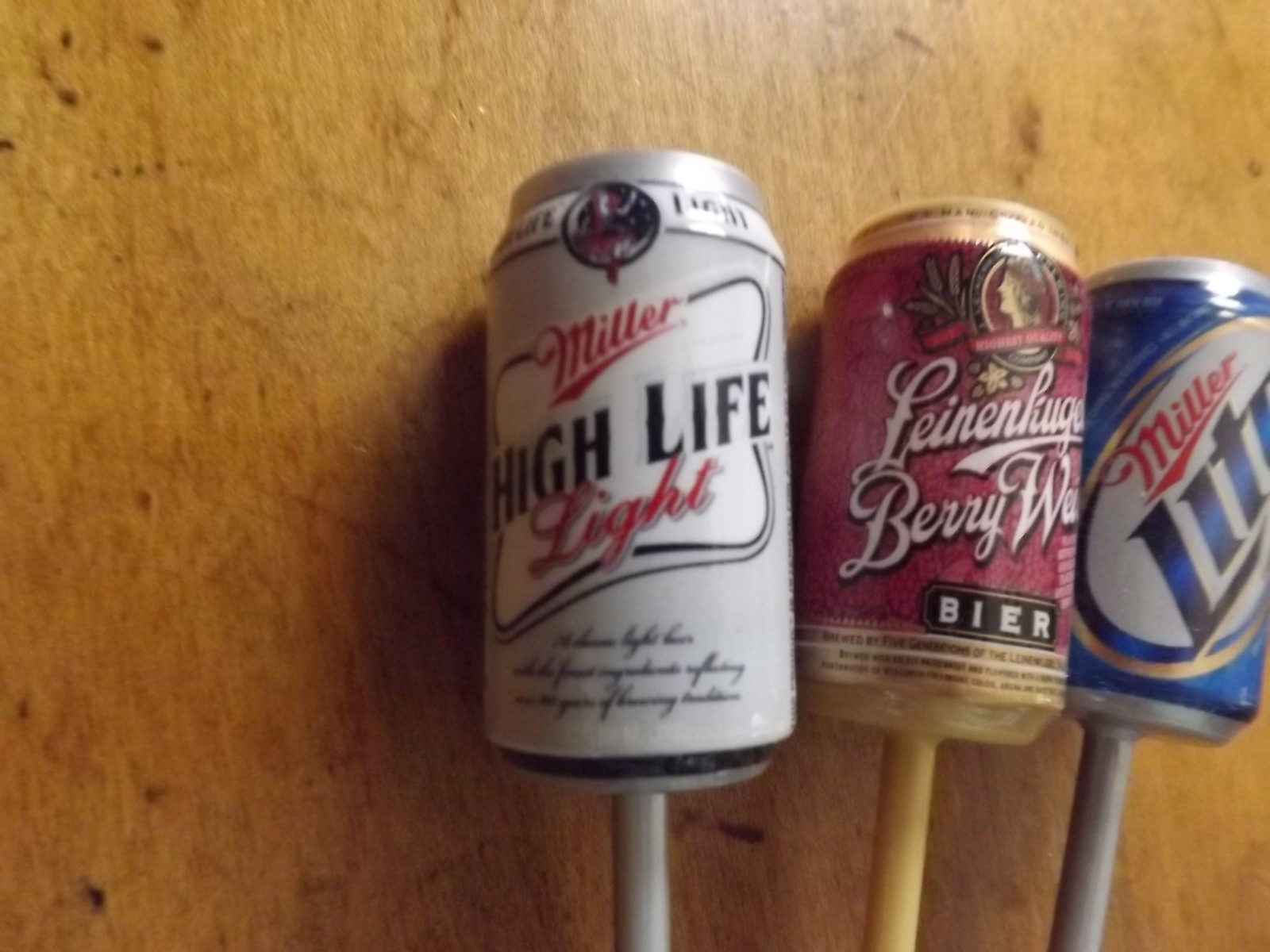 SET OF 3 BEER CAN BOBBERS MILLER LITE, HIGH LIFE LIGHT, AND LEINENKUGEL'S BERRY