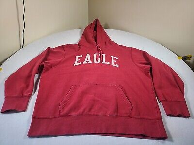 American Eagle Hoodie Sweatshirt Mens XL Red Sewn On Spellout Vintage 90s Y2K