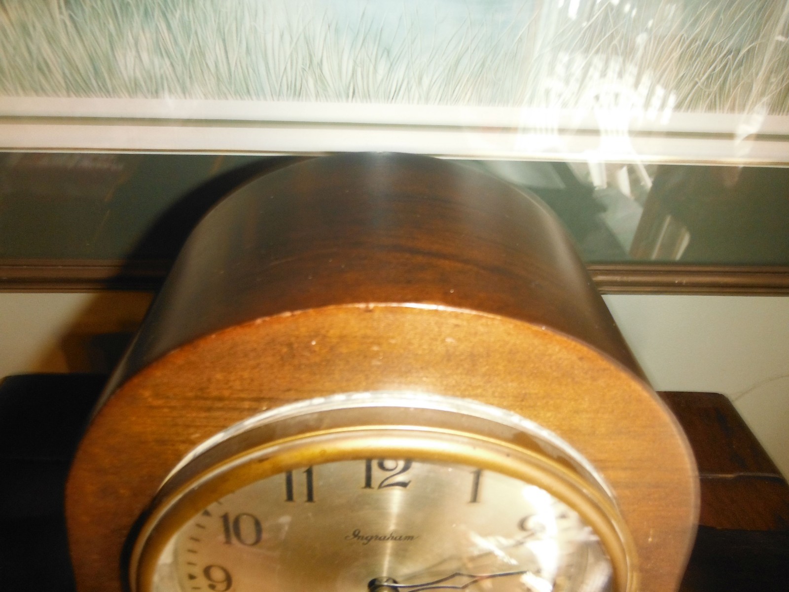 Vintage Ingraham Meteor Model Camel Back Tambour Mantle Clock Working