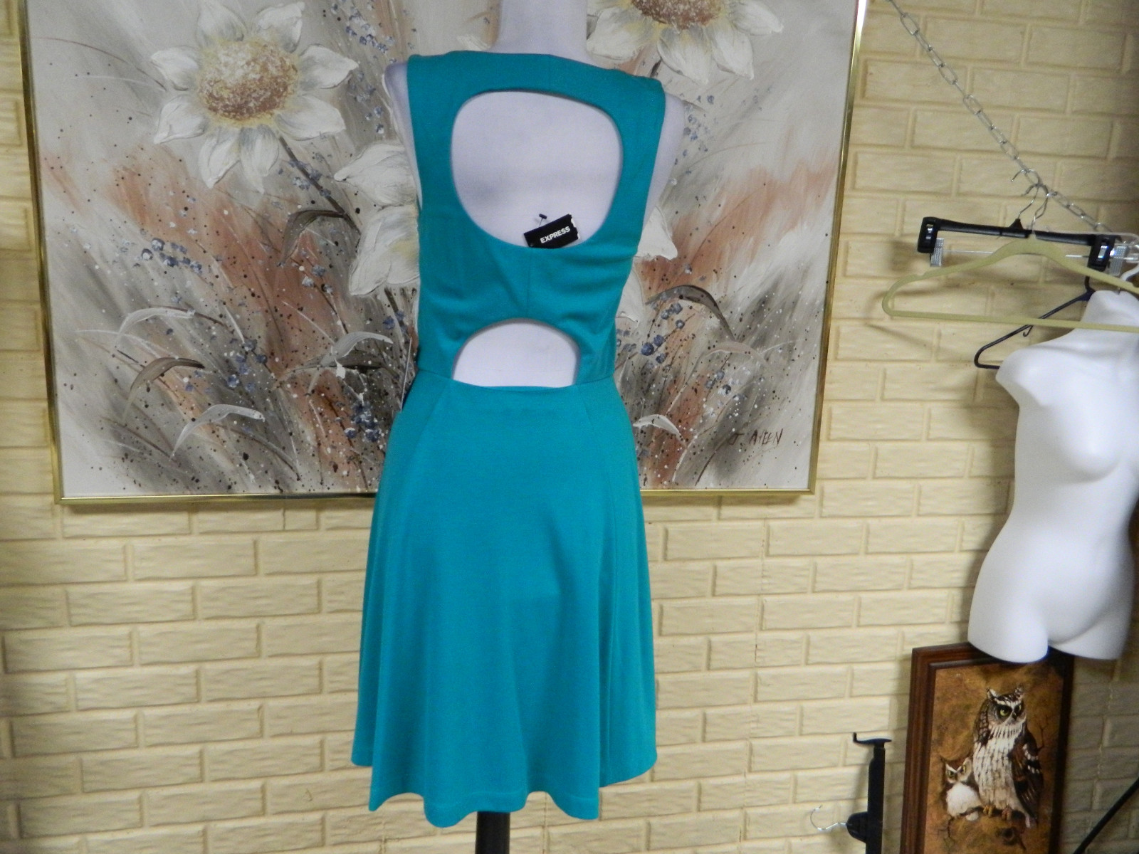 NWT GORGEOUS EXPRESS TEAL DEEP GREEN TANK SKATER FLARED DRESS JUNIORS SZ SMALL 