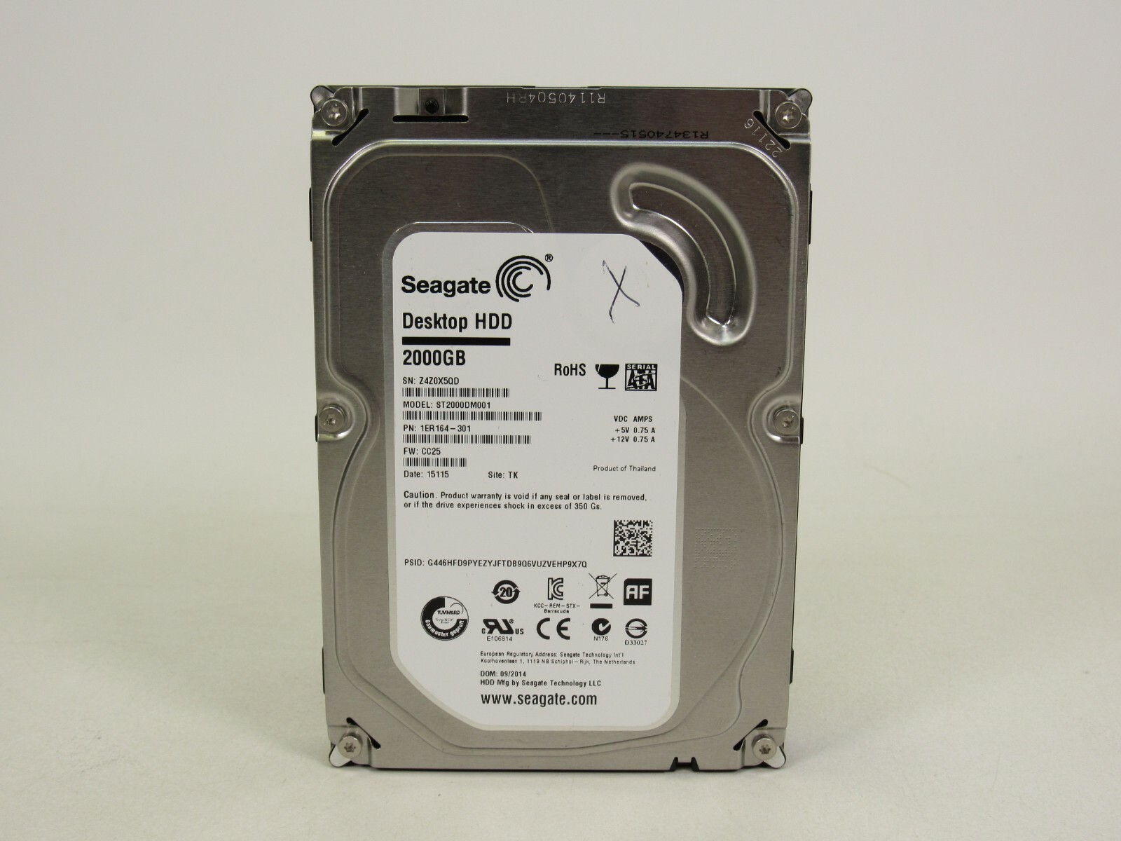 4枚 まとめ 1TB HDD 2.5インチ 7mm SEAGATE SDC001 ST2000DM001, 1ER164-030, CC27, TK, Z4Z6 SEAGATE SATA 2TB JUL