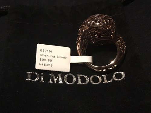 Pre-owned Di Modolo $895  Sz 6.5 Diamonds Smoky Quartz 18k 925 St Silver Sahara Ring In Yellow