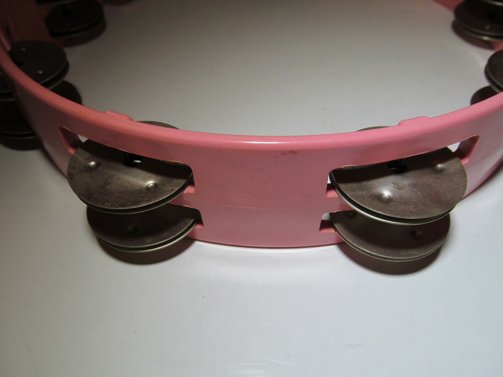 Vintage TRUE COLORS Rhythm Tech Pink Tambourine 10 in. Dual Jingles w/ Box