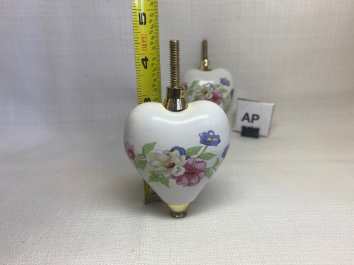 (AP) Lot Of 2 Ceramic Hearts Rose Decoration Furniture Craft; Free US Shipping