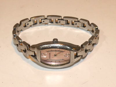 Silver fossil watch with pink face sale