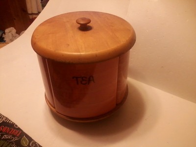 VINTAGE CANISTER SET Esmond 4 Section on Lazy Susan  1950's