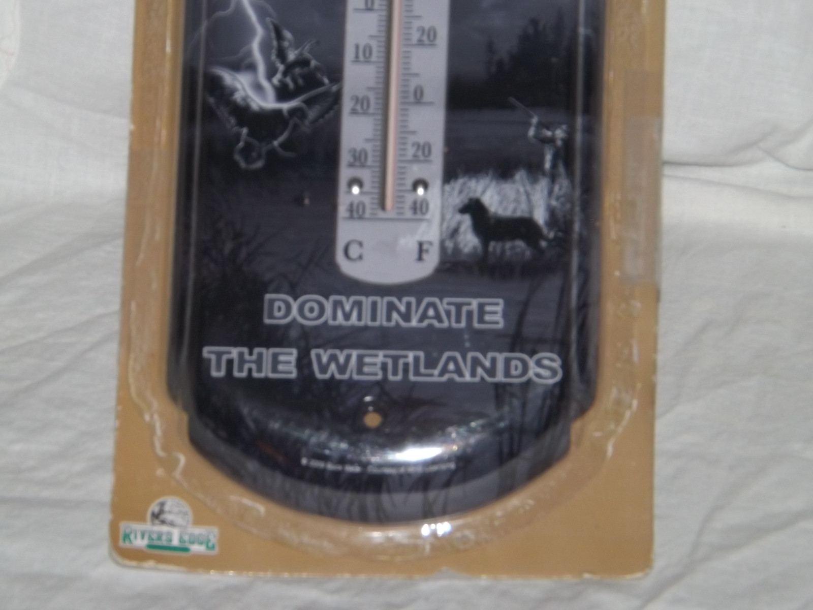 Rivers Edge Nostalgic tin thermometer duck hunter dominiate the wetlands NIB