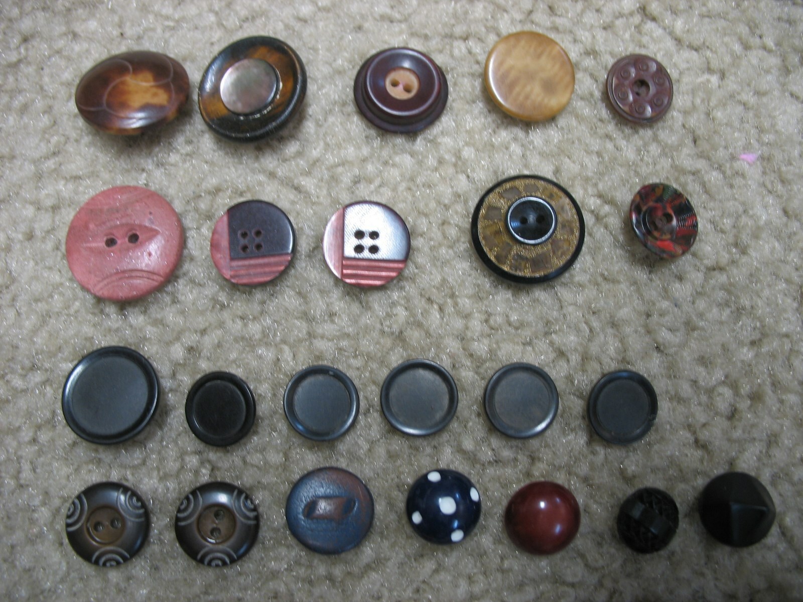 Box of vintage assorted celluloid buttons from Grandmothers' collection.
