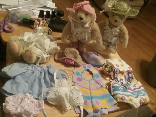 Lot of 3 Muffy Vanderbear Fully Dressed Plus 2 Easter Outfits & other Misc Cloth