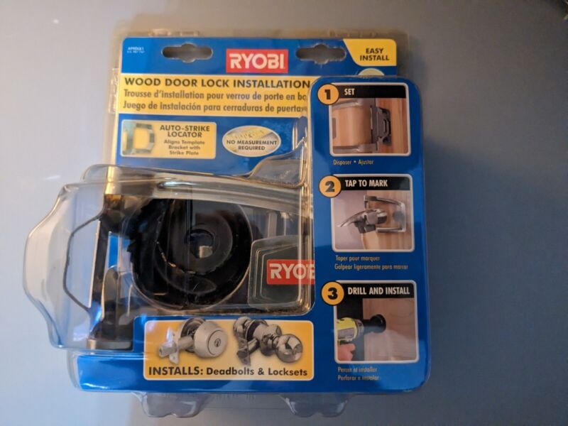 Wood Door Lock Installation Kit By Ryobi A99dlk1 Deadbolts & Locksets New