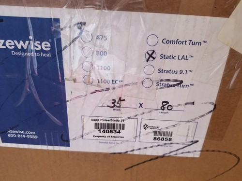 NEW Sizewise static LAL low air loss pump    w/ mattress 35" X 80"
