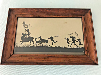 Antique German Lithograph Silhouette Karl Wilhelm Diefenbach/B G Teubner. Framed