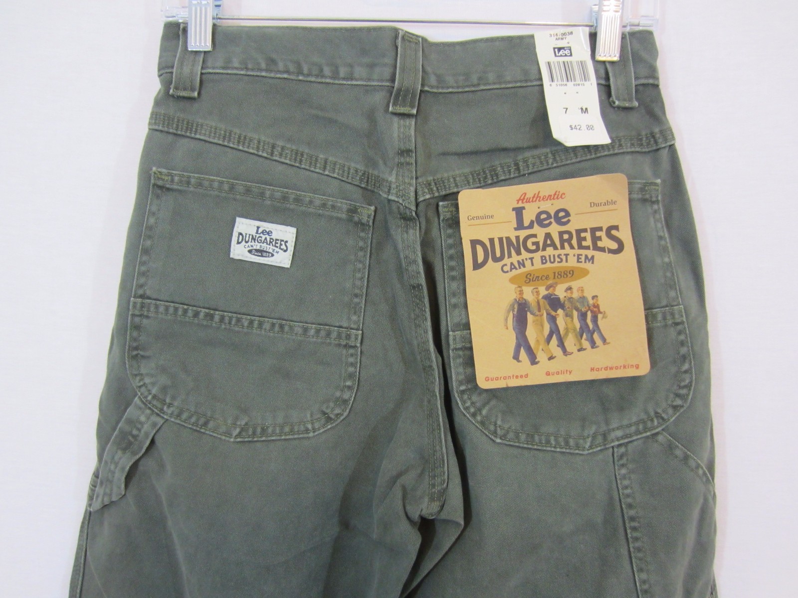 BOYS LEE Dungarees Carpenter Pants Army GREEN -  Size 7M NWT NEW