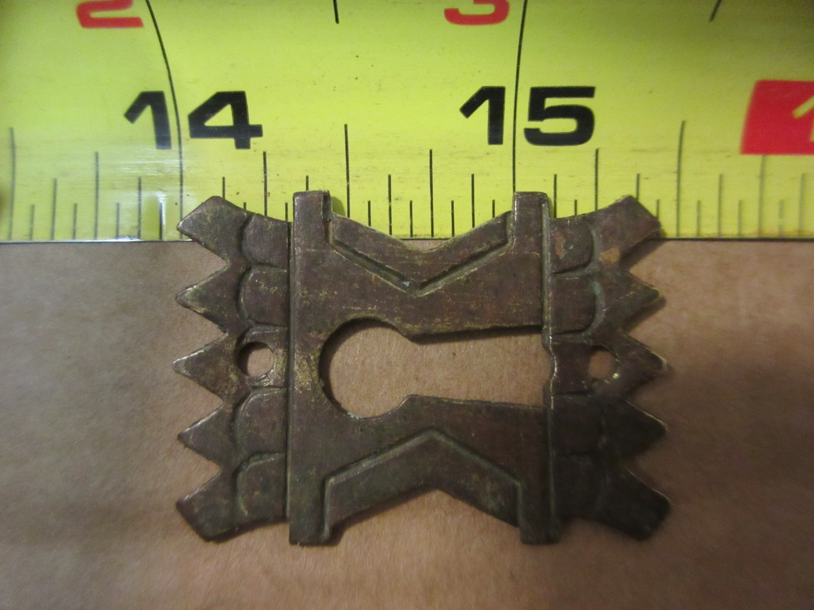 3 Antique Eastlake Style Brass Key Hole Escutcheons Covers w/ Tacks for Drawers