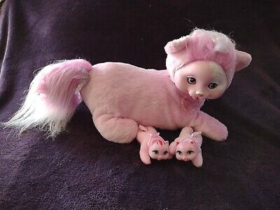 Kitty Surprise Pink Plush Cat With 2 Baby Kittens Just Play 