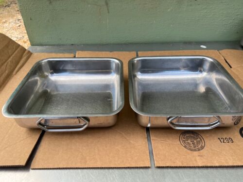 Set of 2 Hubert 28589 Square 10" x 10" Stainless Steel Balti Pan Dishwasher Safe