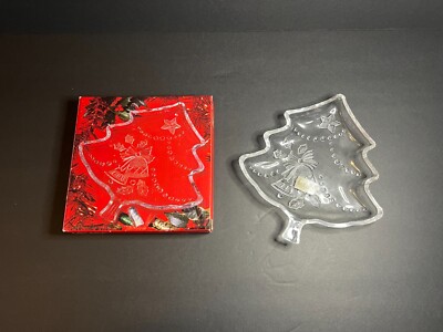 Mikasa WY158/502 Clear Crystal Christmas Tree Shaped Candy Dish Plate 7''