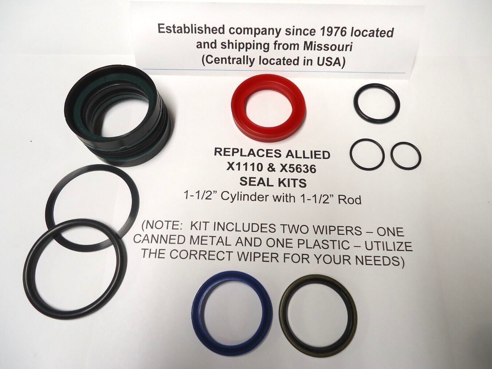 Replaces ALLIED Part number X1110 & X5636 Seal Kit (2-1/2" bore X 1-1/2" Rod)