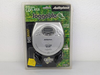 Audiophase CD400J Joggable Personal CD Player W/ Headphones Vtg NEW