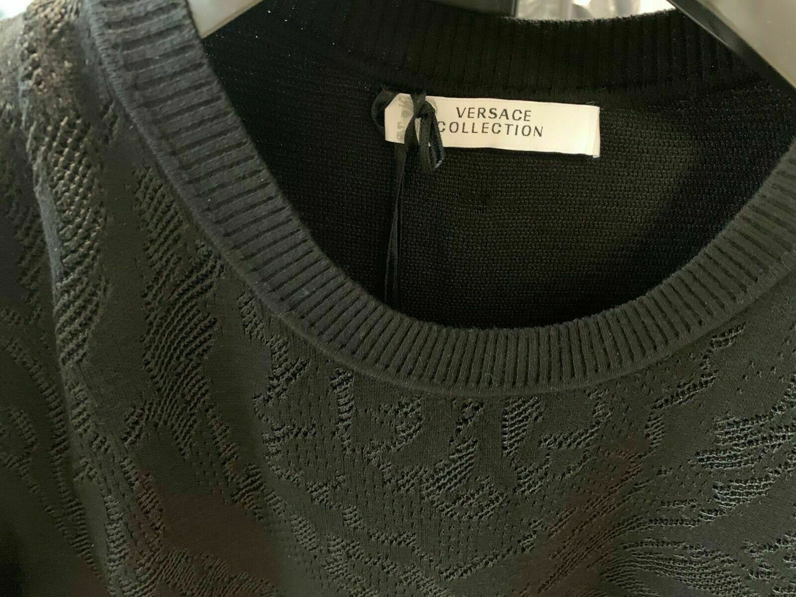 Pre-owned Versace Collection Iconic Logo Knitwear Strickpullover Jumper Pullover Xs In Black