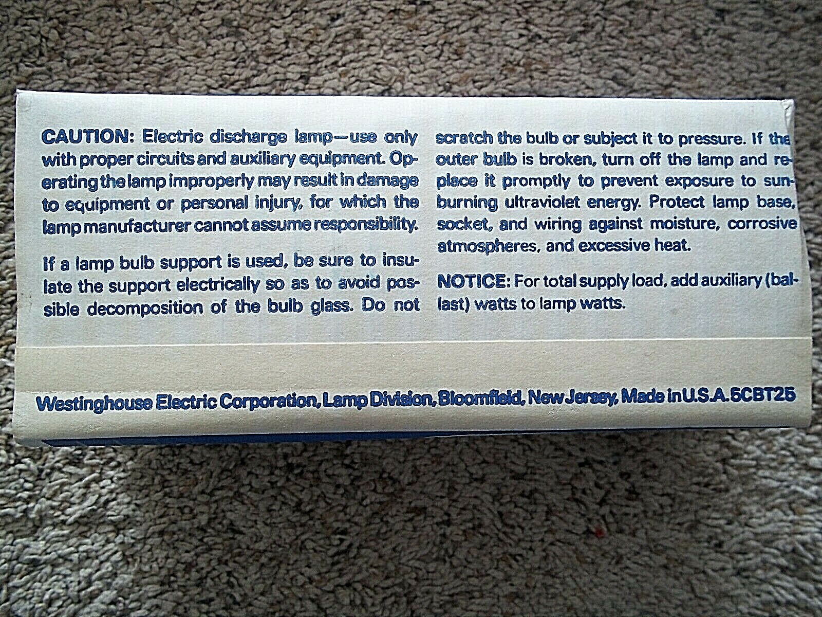 ( 4 ) NOS Vintage Westinghouse Mercury Lamp Bulb 100 watt H38JA