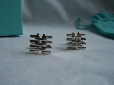 TIFFANY & CO. STERLING SILVER AND GOLD GATELINK CUFF LINKS!